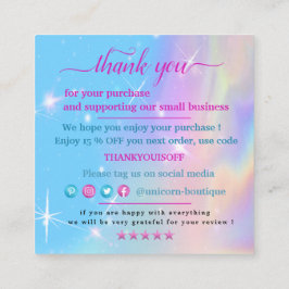 Tarjeta De Visita Cuadrada Magic unicorn gracias