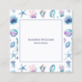 Tarjeta De Visita Cuadrada Magical marine creatures pattern marine biologist 