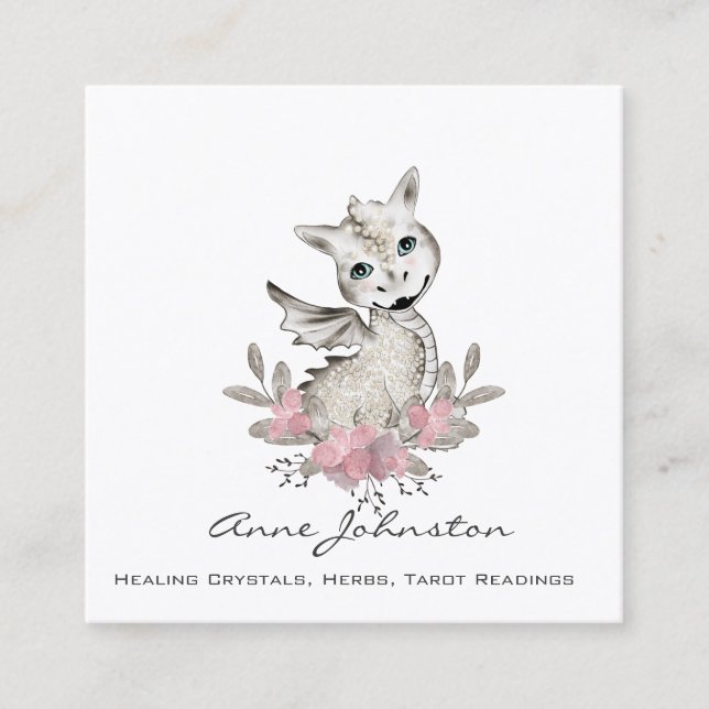 Tarjeta De Visita Cuadrada Magick Baby Dragon Business Card (Anverso)