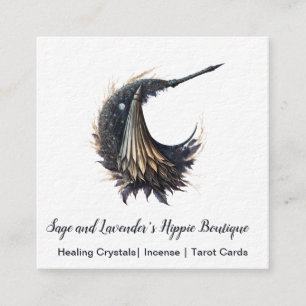 Tarjeta De Visita Cuadrada Magick Witch Broom Moon Square Business Card