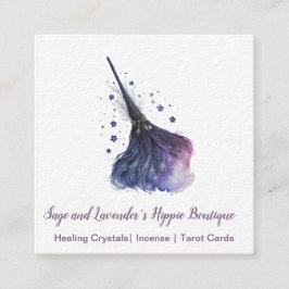 Tarjeta De Visita Cuadrada Magick Witch Broom Square Business Card