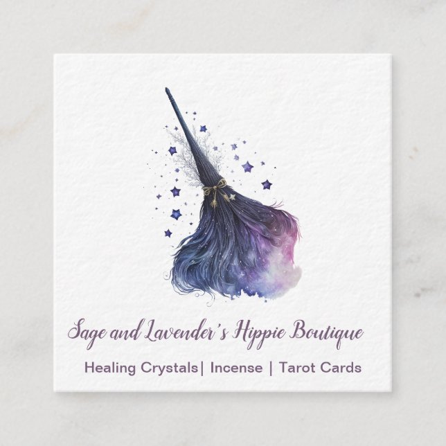 Tarjeta De Visita Cuadrada Magick Witch Broom Square Business Card (Anverso)
