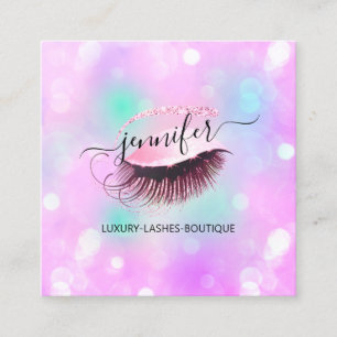 Tarjeta De Visita Cuadrada Magnetoscopio Eyelash Código QR Logo Estudio de b