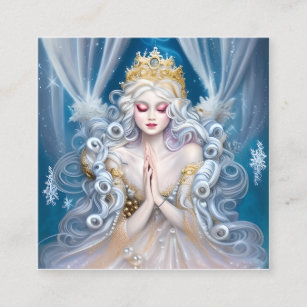 Tarjeta De Visita Cuadrada Magnífica princesa detallada con nieve y oro