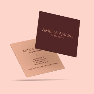Tarjeta De Visita Cuadrada Magnífica tipografía rosa de color rojo oscuro y R