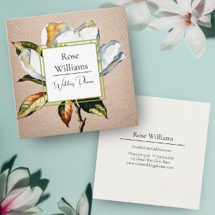 Tarjeta De Visita Cuadrada Magnolia Botánica Floral Elegante Vida Muerta