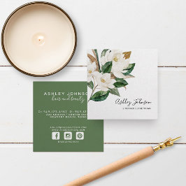 Tarjeta De Visita Cuadrada Magnolia de color de agua Tipografía de escritura 
