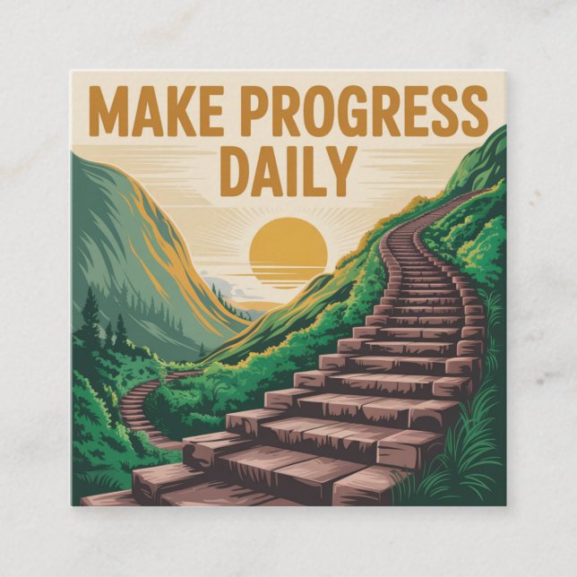 Tarjeta De Visita Cuadrada Make Progress Daily (Anverso)