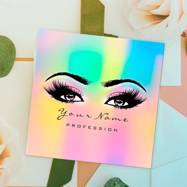 Tarjeta De Visita Cuadrada Makeup Eyebrow Purpurina Holograma brillante (Subido por el creador)