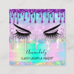 Tarjeta De Visita Cuadrada Makeup Eyelash Microblade Nails Studio Perforació