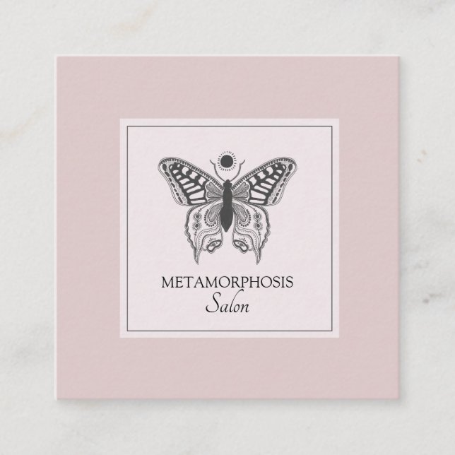 Tarjeta De Visita Cuadrada Makeup Hair Beauty Salon Rubor rosa (Anverso)