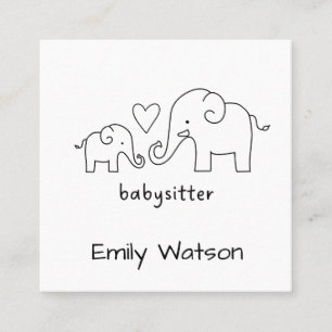 Tarjeta De Visita Cuadrada Mamá simple bebé elefante canguro del corazón