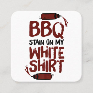 Tarjeta De Visita Cuadrada Mancha de barbacoa en mi White Premium