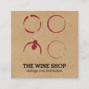 Tarjeta De Visita Cuadrada Manchas de vino marrón natural