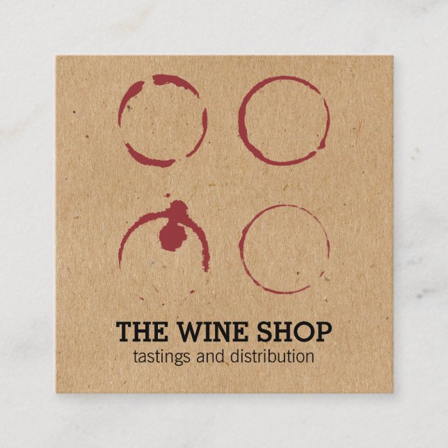 Tarjeta De Visita Cuadrada Manchas de vino marrón natural (Anverso)