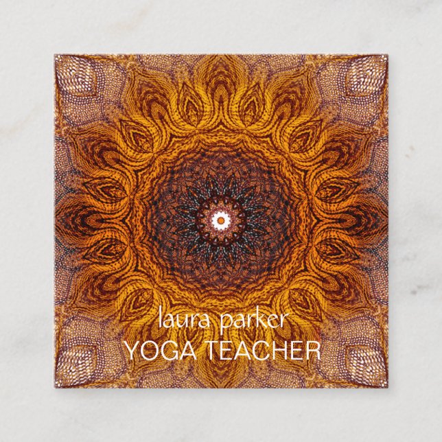 Tarjeta De Visita Cuadrada Mandala Boho Yoga Meditación Escuadrón de Salud Ho (Anverso)