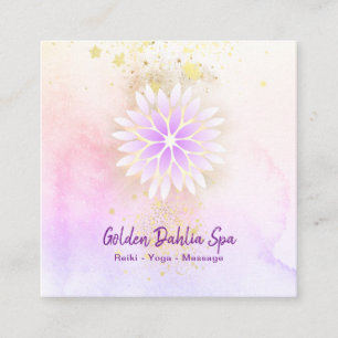 Tarjeta De Visita Cuadrada *~* Mandala Dahlia Pastel Lavender Rosa