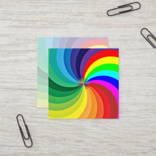 Tarjeta De Visita Cuadrada Mandalá de Colores de Arcoíris-46556
