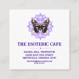 Tarjeta De Visita Cuadrada Mandala de morado negro y morado