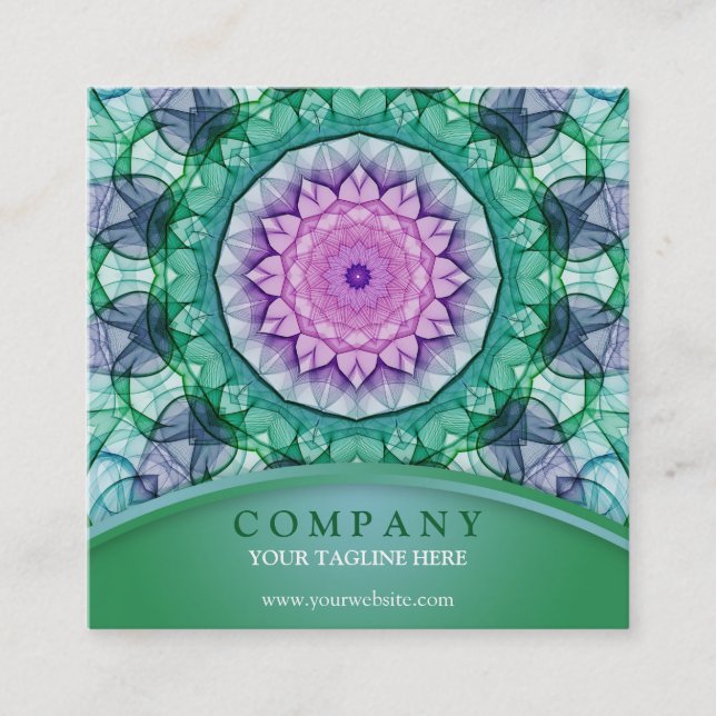 Tarjeta De Visita Cuadrada Mandala del lirio de agua (Anverso)