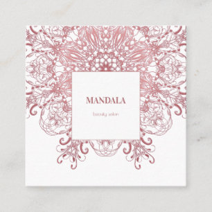 Tarjeta De Visita Cuadrada Mandala floral coralina étnica