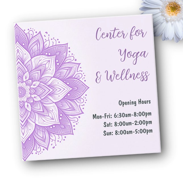 Tarjeta De Visita Cuadrada Mandala Floral Diseño Yoga Studio Púrpura Pastel (Subido por el creador)