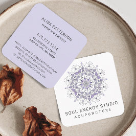 Tarjeta De Visita Cuadrada Mandala morada elegante moderna