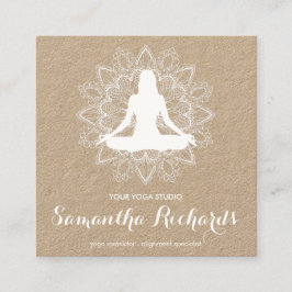 Tarjeta De Visita Cuadrada Mandala profesional de moda kraft blanco celestial