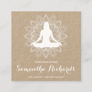 Tarjeta De Visita Cuadrada Mandala profesional de moda kraft blanco celestial