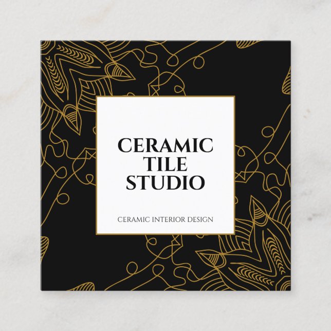 Tarjeta De Visita Cuadrada Mandala sin foco de oro (Anverso)