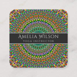 Tarjeta De Visita Cuadrada Mandala viva del jardín de la selva