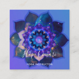 Tarjeta De Visita Cuadrada Mandalas del Loto Azul