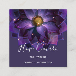 Tarjeta De Visita Cuadrada Mandalas Flor de Loto Mística   Nueva Era