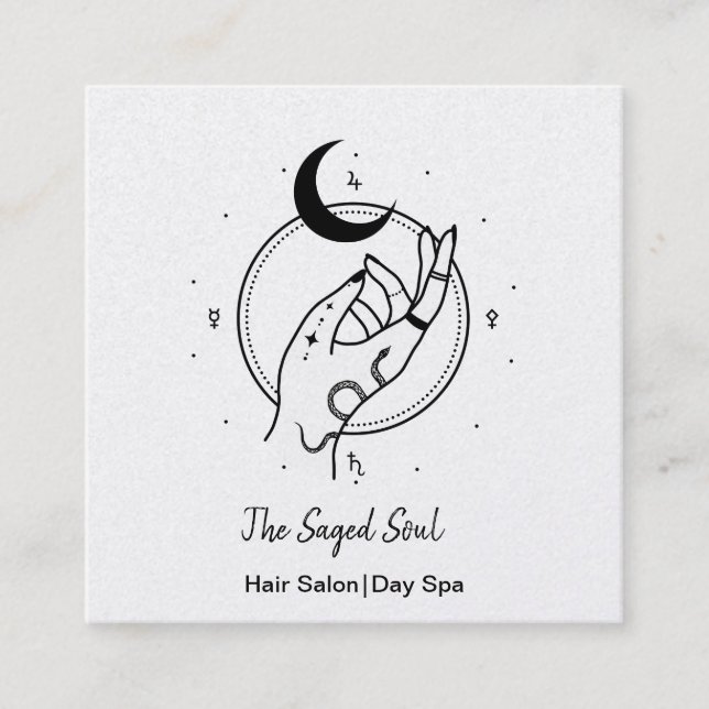 Tarjeta De Visita Cuadrada mano oculta y luna (Anverso)