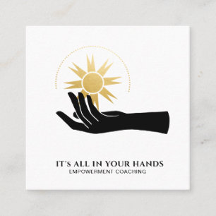 Tarjeta De Visita Cuadrada *~* Mano sosteniendo energía cósmica Sun Black G