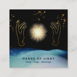 Tarjeta De Visita Cuadrada *~* Manos de curación cósmica Energía de estrellas