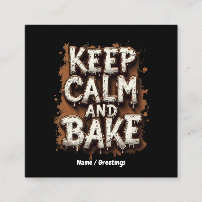 Tarjeta De Visita Cuadrada Mantener la calma y hacer recetas divertidas para  (Anverso)