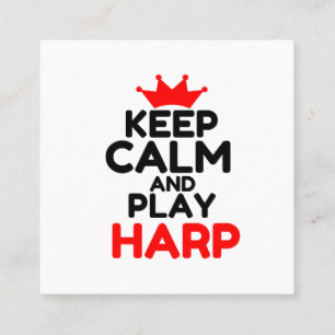 TARJETA DE VISITA CUADRADA MANTENGA LA CALMA Y JUEGA HARP