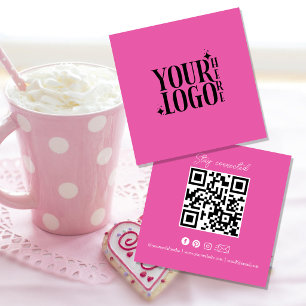 Tarjeta De Visita Cuadrada Manténgase Conectado Código QR de Redes Sociales N