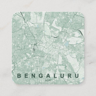 Tarjeta De Visita Cuadrada Mapa de la ciudad de Bengaluru India & Texto perso