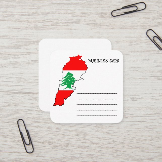 Tarjeta De Visita Cuadrada Mapa del Líbano con bandera (Anverso/Reverso In Situ)