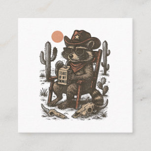 Tarjeta De Visita Cuadrada Mapache Vaquero Divertido Western