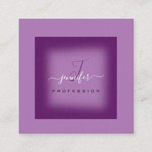 Tarjeta De Visita Cuadrada Maqueta violeta púrpura Monograma Nombre Social Me