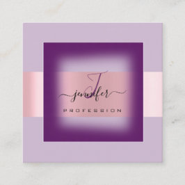 Tarjeta De Visita Cuadrada Maquillaje de lavanda morada Monograma Nombre soci