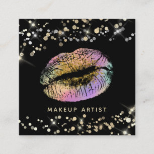 Tarjeta De Visita Cuadrada *~* Maquillaje de los labios pastel Purpurina de l