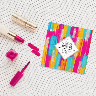 Tarjeta De Visita Cuadrada Maquillaje de pintura de Purpurina de oro amarillo