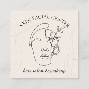 Tarjeta De Visita Cuadrada Maquillaje Flor de Marfil Mujer Cara Estilista Fac