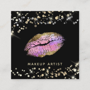 Tarjeta De Visita Cuadrada *~* Maquillaje Pastel Lavanda Rosa Lámparas Purpur