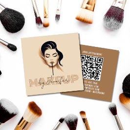 Tarjeta De Visita Cuadrada Maquillaje Por Personalizado De Moda Código QR Pro