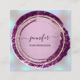 Tarjeta De Visita Cuadrada Maquillaje profesional Oro Azul Morado Moderno